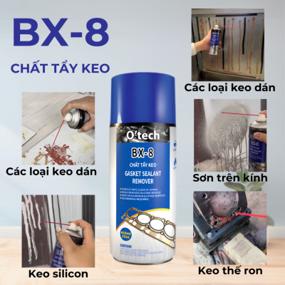 Bình Xịt Tẩy Keo, Silicon, Tẩy Sơn, Tẩy Mọi Loại Keo O’tech BX-8 (450ml) Gasket Sealant Remover - Hàng Chính Hãng