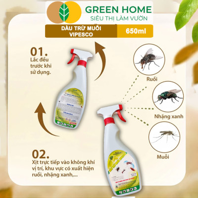 Dầu Trừ Muỗi Vipesco GreenHome, Chai 650Ml, Đặc Trị Muỗi, Kiến, Gián Nhanh Chóng, Hiệu Quả Và An Toàn