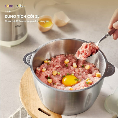 Máy Xay Thịt Bear Cối Xay Thịt Máy Xay Thịt Đa Năng Máy Xay Rau Củ Xay Nhuyễn Thịt Cá 4 Lưỡi Dao CH-4H03F - Hàng chính hãng