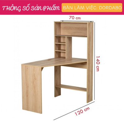 Bàn làm việc liền tủ tại nhà bằng gỗ đẹp SMLIFE Dordabo