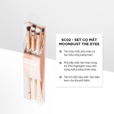 SC02 - BỘ KIT 3 CỌ MẮT VACOSI, PHIÊN BẢN GOLDEN DRAGON - VACOSI MOONDUST THE EYES BRUSH KIT, 3PCS