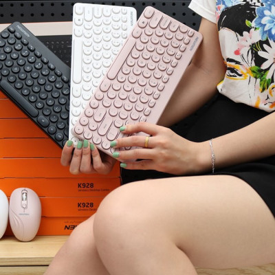 Combo phím và chuột không dây siêu đáng yêu NEWMEN K928 White _ Hàng chính hãng
