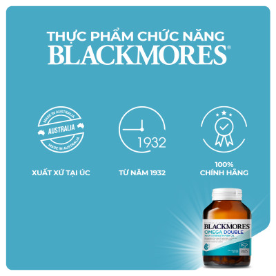 Viên Uống Dầu Cá Bổ Sung Omega Hỗ Trợ Cho Tim, Mắt và Da Blackmores Double Omega High Strength Lọ 90 Viên