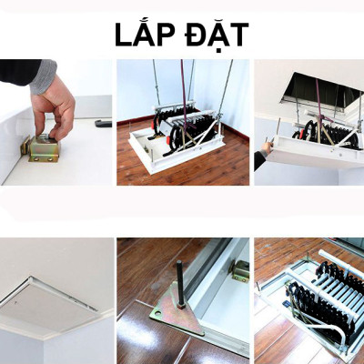 Thang gác mái ốp trần thông minh xếp gọn dễ dàng Chính hãng NIKITA 2024