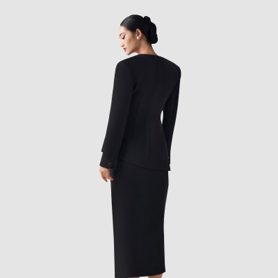 Set áo vest nữ dáng ôm tôn dáng & chân váy bút chì xẻ KELSEY thiết kế cao cấp WHITE CHIC