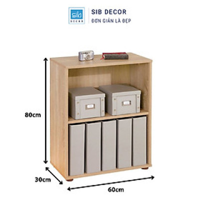 Kệ Sách Gỗ SIB Decor KS2553 Cao 80cm/120cm Cho Văn Phòng, Căn Hộ