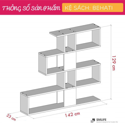 Giá sách giá rẻ hiện đại từ gỗ công nghiệp SMLIFE Behati