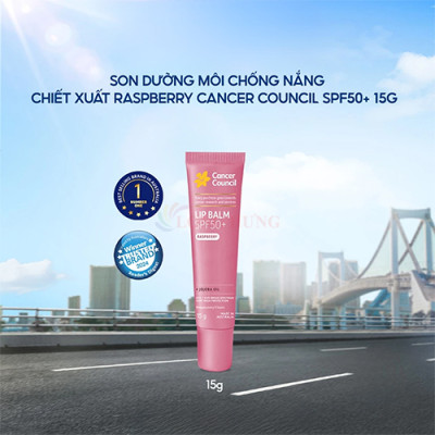 Son dưỡng môi chống nắng Cancer Council Raspberry Lip Balm SPF50+ (15g) - Hàng chính hãng