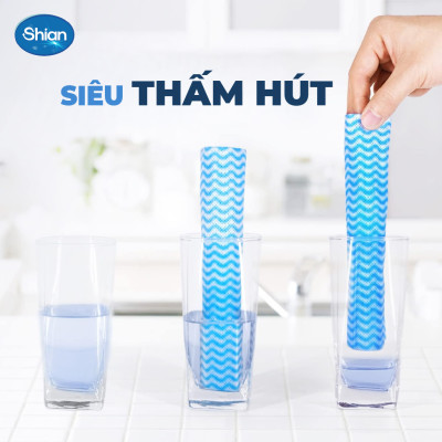 Khăn bếp đa năng cuộn 50 tờ Shian lau sạch đồ dùng bếp vệ sinh nhà cửa -Khăn đa năng