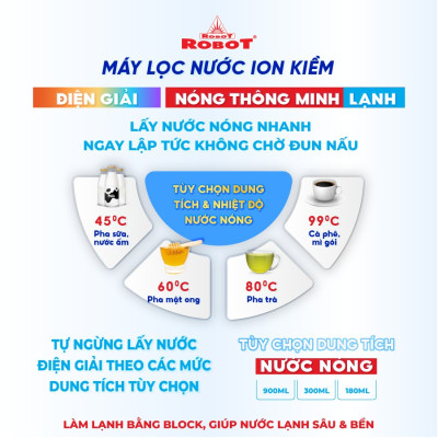 Máy Lọc Nước Điện Giải Ion Kiềm Thương Hiệu ROBOT IonKing 1113 Chế Độ Nóng Thông Minh Lạnh 11 Tấm Điện Cực Titanium Phủ Platinum - Hàng Chính Hãng