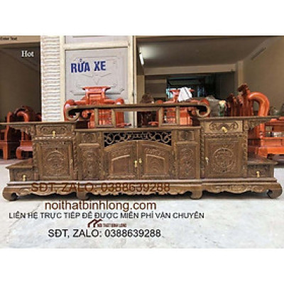 kệ tivi sừng trâu gỗ mun đuôi công 2m4