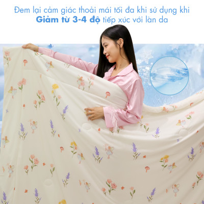 [CHĂN HÈ MÁT LẠNH] Mền lạnh I Cool Advance NIN House NM8032 2mx2m2 khủng long xanh | Chần Ice Silk lạnh như tencel, Chăn điều hoà nhiều độ