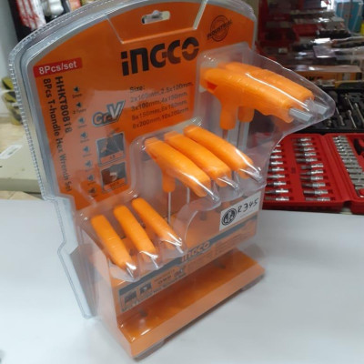 BỘ CHÌA LỤC GIÁC ĐẦU BẰNG CHỮ T 8 CHI TIẾT 2-10MM INGCO HHKT80818 - HÀNG CHÍNH HÃNG