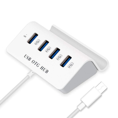 Hub OTG Chia 4 Cổng USB Đầu Type C Có Giá Đỡ Điện Thoại - Hàng Nhập Khẩu