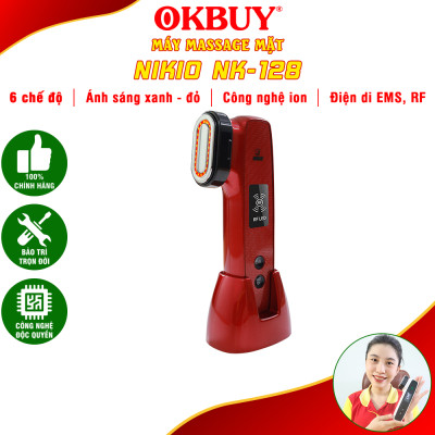 Máy Massage Mặt Và Nâng Cơ Mặt Nikio NK-128 - Công Nghệ Điện Di RF và EMS, Photon Xanh và Đỏ Chườm Nóng Và Lạnh - Hỗ Trợ Đẩy Tinh Chất, Giảm Nếp Nhăn, Tăng Sinh Collagen, Trẻ Hóa Da