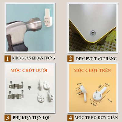 Bộ tranh gương 3 bức. Chất liệu bề mặt gồm 2 lựa chọn PVC hoặc mica trong suốt, 2 lựa chọn viền khung ms: 231359202L1