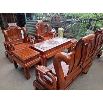 Bàn ghế tần thủy hoàng gỗ xà cừ tay 12