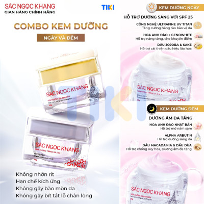 Combo Mờ Nám - Nâng Tông - Bảo Vệ Toàn Diện Kem chống nắng 50g + kem ngày 30ml + kem đêm 30g (Sắc Ngọc Khang Official)