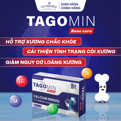 Viên uống Tagomin Bonecare hỗ trợ ngăn ngừa loãng xương, tạo khung xương chắc khỏe (30 viên) - Nutramed