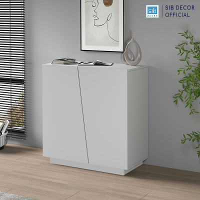 Tủ Hồ Sơ 2 Cánh Cách Điệu, Lưu Trữ Tài Liệu Văn Phòng Màu Trắng Thương Hiệu SIB Decor HS80