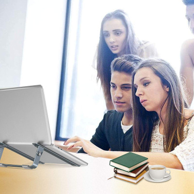 Giá đỡ Aluminum hiệu CHOETECH H033 cho Macbook Laptop 9 inch đến 17 inch giúp tản nhiệt thiết kế nhôm nguyên khối chống mỏi cổ khi làm việc - Hàng chính hãng