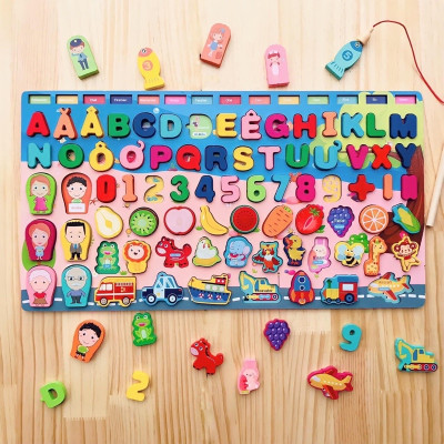 Đồ Chơi Gỗ, Bảng Gỗ Thông Minh 7in1, Đồ Chơi Câu Cá 88 Chi Tiết, Học Số, Học Chữ, Phương Tiện, Gia Đình, Đồ Chơi Giáo Dục