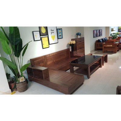 Bàn ghế đối caro gỗ óc chó BG118