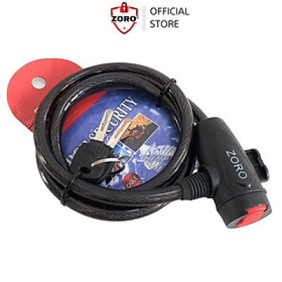 Ổ khóa dây cáp ZORO 100cm chìa dẹp - công nghệ Mỹ - khóa xe đạp - khóa xe máy - khóa vật dụng - hàng chính hãng