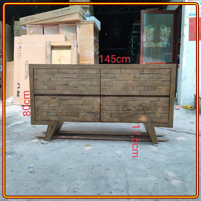 Tủ 4 ngăn kéo Tundo màu sồi 145 x 48 x 80 cm