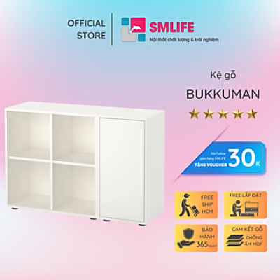 Giá sách gỗ công nghiệp đẹp phong cách hiện đại SMLIFE Bukkuman