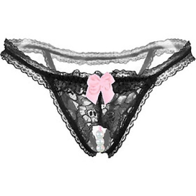 Quần lót nữ ren lọt khe dính hạt cườm - Màu đen