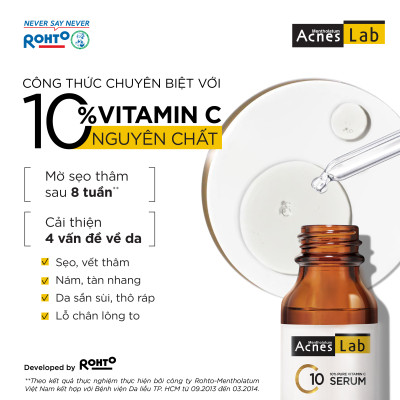 Seum VItamin C 10% dưỡng trắng mờ thâm sạm Acnes Lab C10 serum 15ml