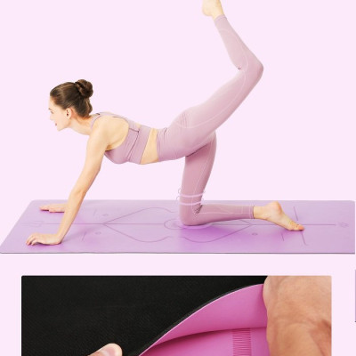 Thảm yoga định tuyến PU cao su thiên nhiên (tặng túi đựng+dây buộc)