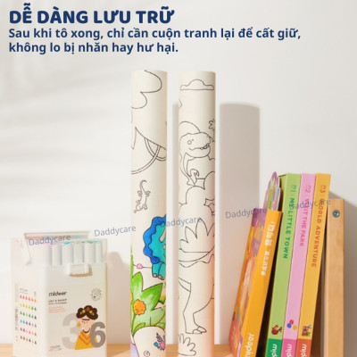 Cuộn tranh tô màu cho bé dán tường khổng lồ 4m*40cm Mideer Adhesive Colouring Scroll - Tranh tô màu nước cho bé