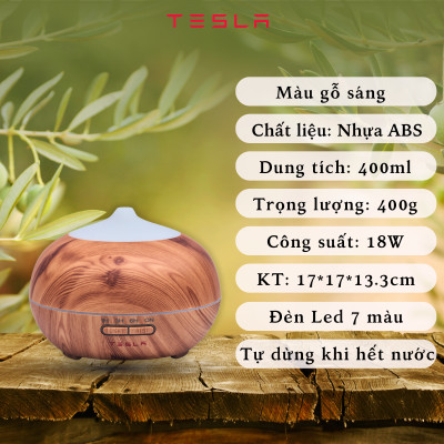 Máy khuếch tán tinh dầu TESLA 400ml, máy phun sương xông tinh dầu hình bí ngô TL020 trang trí phòng khách