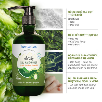 Gel Tắm Rau Má Khổ Qua Rừng Thuần Chay Heebee