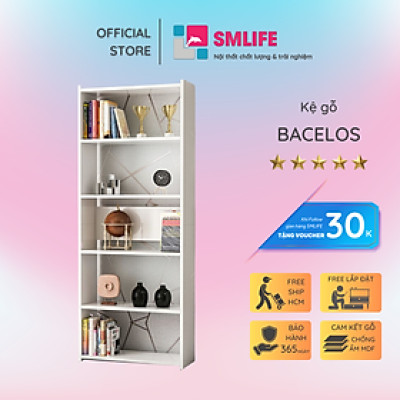 Kệ sách dùng từ gỗ đơn giản sang trọng SMLIFE Bacelos