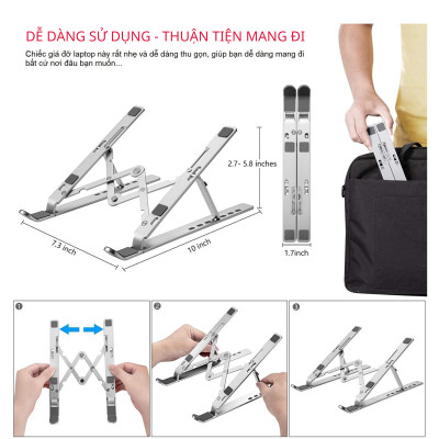 Giá Đỡ Laptop Hợp Kim Nhôm Cao Cấp Dễ Dàng Gấp Gọn, Giúp Tản Nhiệt Laptop, Máy Tính Xách Tay - 07 Nấc Điều Chỉnh Góc Độ. Hàng Chính Hãng Tamayoko