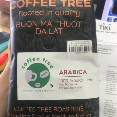 Cà phê hạt Arabica Cầu Đất nguyên chất 100% Coffee Tree 1kg thơm nồng, vị nhẹ, gu tây - Cà phê Đà Lạt tuyển chọn hoàn toàn trái chín rang công nghệ Châu Âu