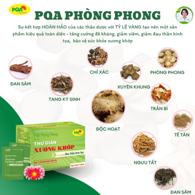 PQA Phòng Phong Thư Giãn Xương Khớp Trừ Phong Thấp Mạnh Gân Tốt Và Thần Kinh Tọa Hộp 25 gói