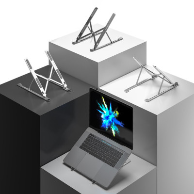 Kệ giá đỡ nhôm dành cho máy tính laptop macbook ipad 7 nấc điều chỉnh độ cao gấp gọn - Hàng chính hãng