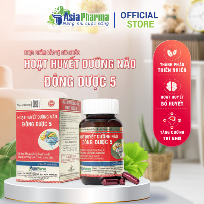 [COMBO 15 HỘP] Viên uống hoạt huyết dưỡng não Đông Dược 5 Asia Pharma hỗ trợ thiểu năng tuần hoàn não - Hộp 30 viên
