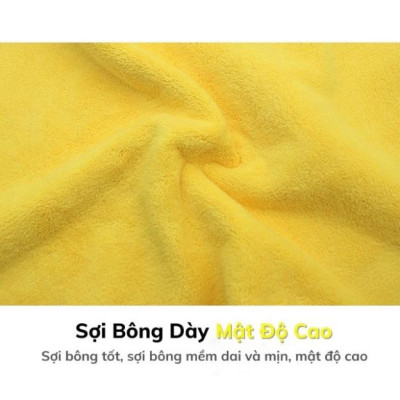 Khăn Lau Xe Hơi Màu Vàng 2 Lớp Cao Cấp Chất Liệu Microfiber Siêu Thấm Hút Vệ Sinh Ô Tô Ruffo Kích Thước 30x30 cm