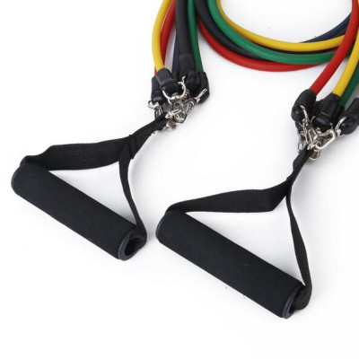 Bộ dây tập thể lực 5 màu dài 120cm làm từ sợi cao su đàn hồi, hỗ trợ các bài tập thể lực tại nhà hiệu quả