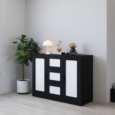 HAPPY FURNITURE , Tủ lưu trữ 3 ngăn kéo 2 cửa mở - TASY ,TLT_062 , 135cm x 50cm x 100cm DxRxC