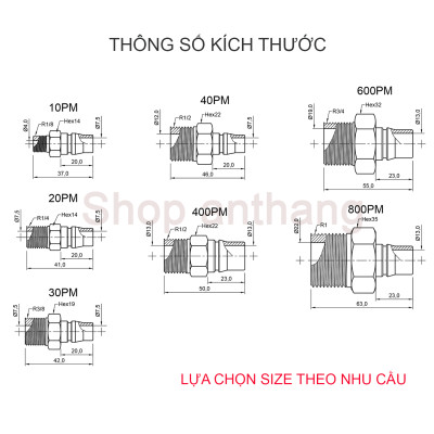 Đầu nối nhanh khí nén PM(phích cắm) - Nitto (Nhật Bản)