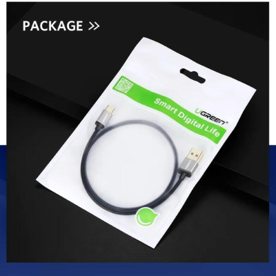 Ugreen UG30879US174TK 0.5M 3A Màu Đen Cáp USB TypeC sang USB 2.0 Hỗ trợ sạc nhanh dây bên Nylon - HÀNG CHÍNH HÃNG