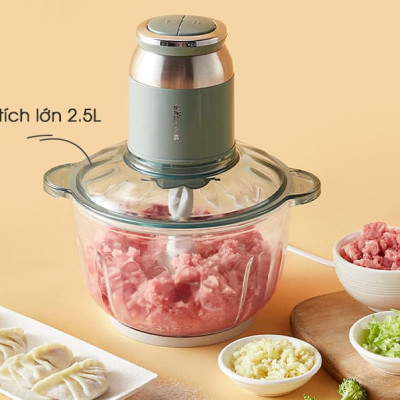 Máy Xay Đa Năng, Máy Xay Thực Phẩm, Máy Xay Thịt BEAR QSJ- C04R8S Xay Cực Êm Khỏe Máy, Dung Tích 2.5 Lít Công Suất Lớn 350 W - Hàng Chính Hãng