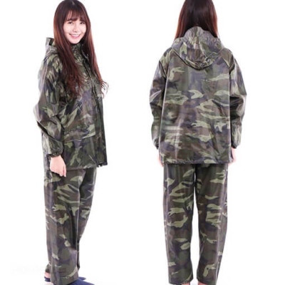 Áo mưa bộ vải dù cho người lớn 3XL ( 65 - 80kg ) , màu lính rằn ri , chống thấm nước , phù hợp cho nam và nữ , kèm túi đựng sang trọng