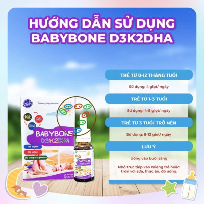 Vitamin giúp bé tăng chiều cao K2+D3 bổ sung DHA Babybone [Hàng Tây Ban Nha]